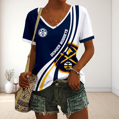 VIRAL EDITION - NEW CUSTOMIZED NBA08 DNU DENVER NUGGETS V-NECK FEMALE SHIRT