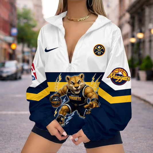 LIMITED EDITION - NEW CUSTOMIZED DNU DENVER NUGGETS V-NECK ZIPPER SWEATSHIRT JACKET - NBA08
