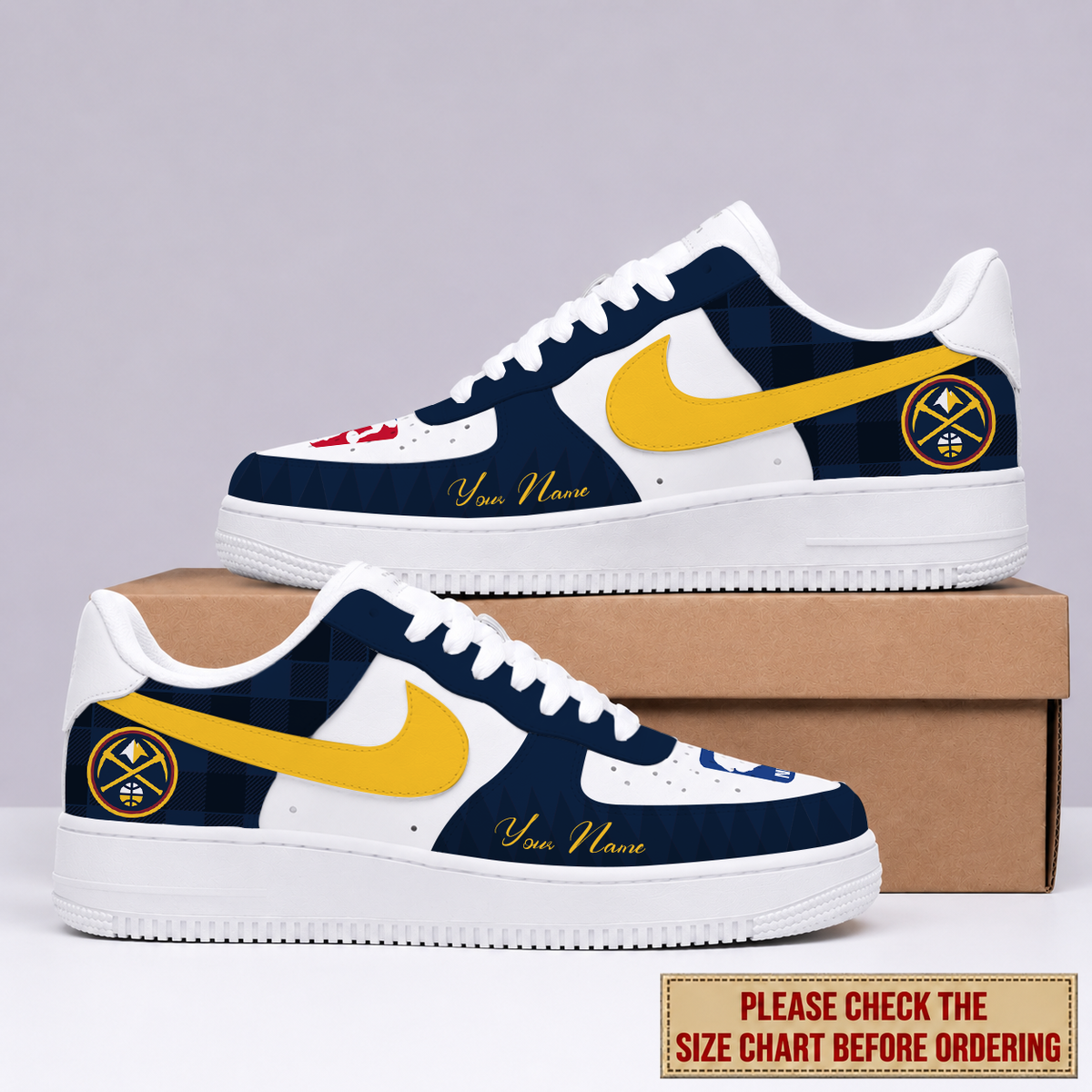 FINAL SALE - NEW CUSTOMIZED NBA08 DNU DENVER NUGGETS AF1 SNEAKERS
