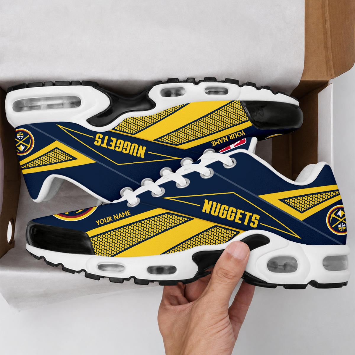 VIRAL EDITION - NEW CUSTOMIZED NBA08 DNU DENVER NUGGETS AIR MAX PLUS SNEAKERS