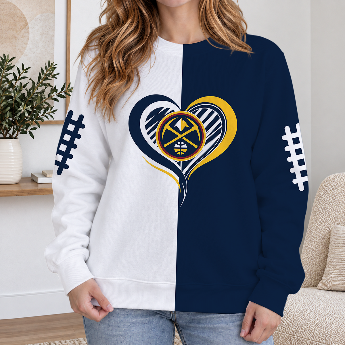 ELITE EDITION - NEW CUSTOMIZED DNU DENVER NUGGETS RIBBED HOODIE & SWEATSHIRT - NBA08