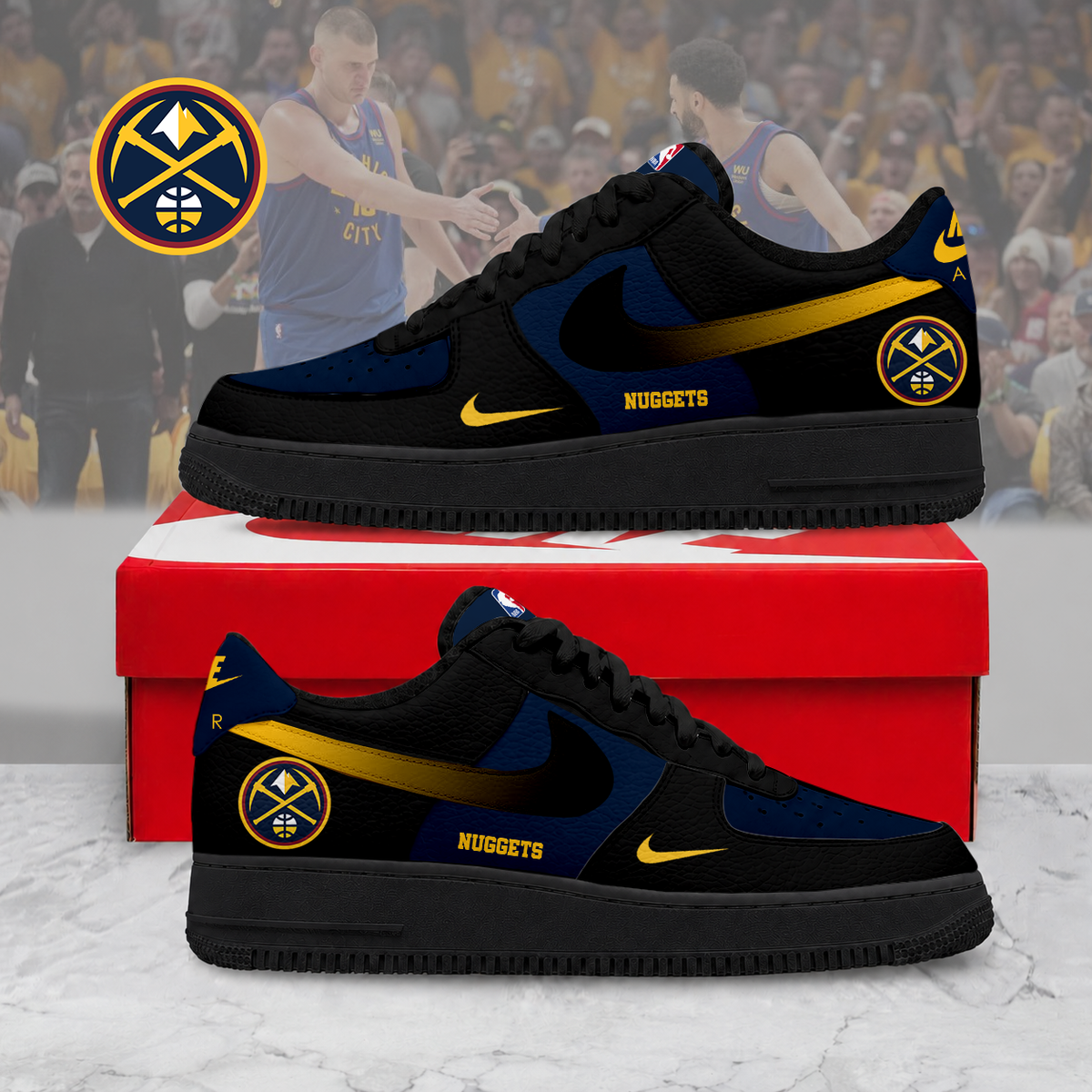 HOT DEAL - NEW CUSTOMIZED NBA08 DNU DENVER NUGGETS AF1 SNEAKERS