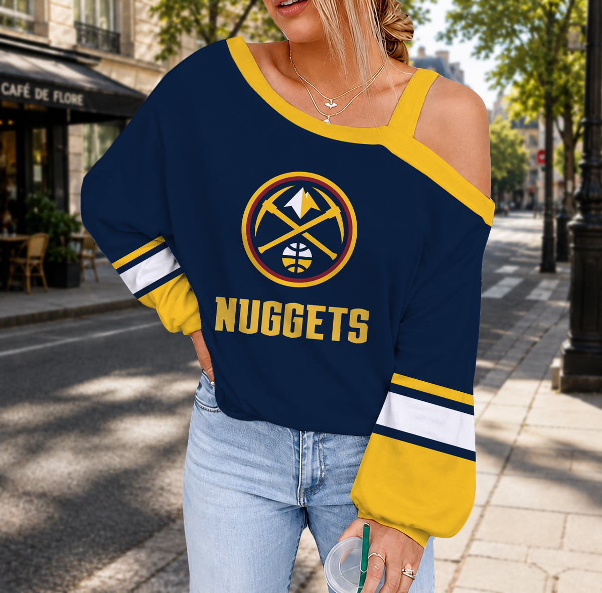 VIRAL EDITION - NEW CUSTOMIZED NBA08 DNU DENVER NUGGETS DROP SHOULDER SWEATSHIRT