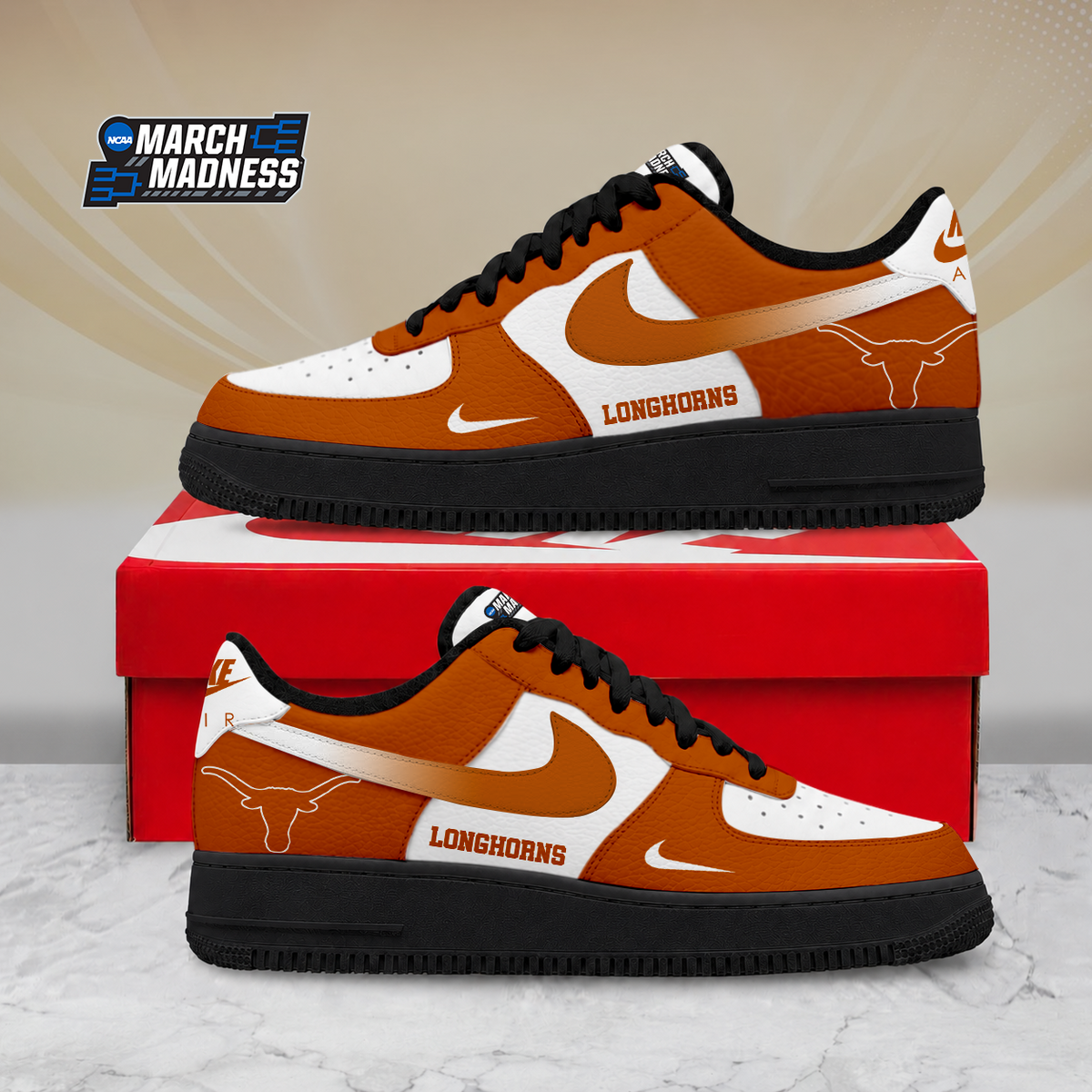 ELITE EDITION - NEW CUSTOMIZED NCAA MAM08 TXL TEXAS LONGHORNS AF1 SHOES