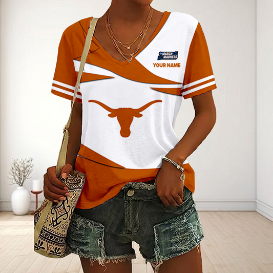 SPECIAL EDITON - NEW CUSTOMIZED MAM NCAA08 TXL TX LONGHORNS V-NECK FEMALE SHIRT