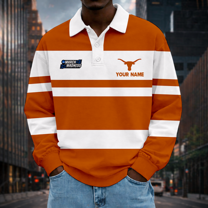 VIRAL EDITION - NEW CUSTOMIZED MAM NCAA08 TXL TX LONGHORNS UNISEX LONG SLEEVE POLO