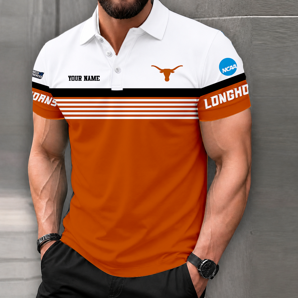 LIMITED EDITION - NEW CUSTOMIZED NCAA MAM08 TXL TEXAS LONGHORNS POLO SHIRT