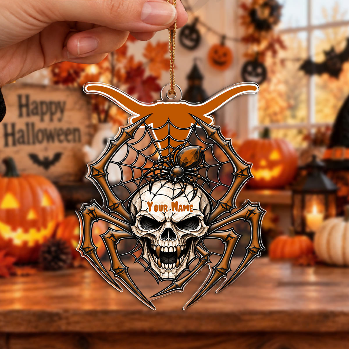 HOT DEAL - NEW CUSTOMIZED NCAA MAM08 TXL TEXAS LONGHORNS HALLOWEEN ACRYLIC ORNAMENT