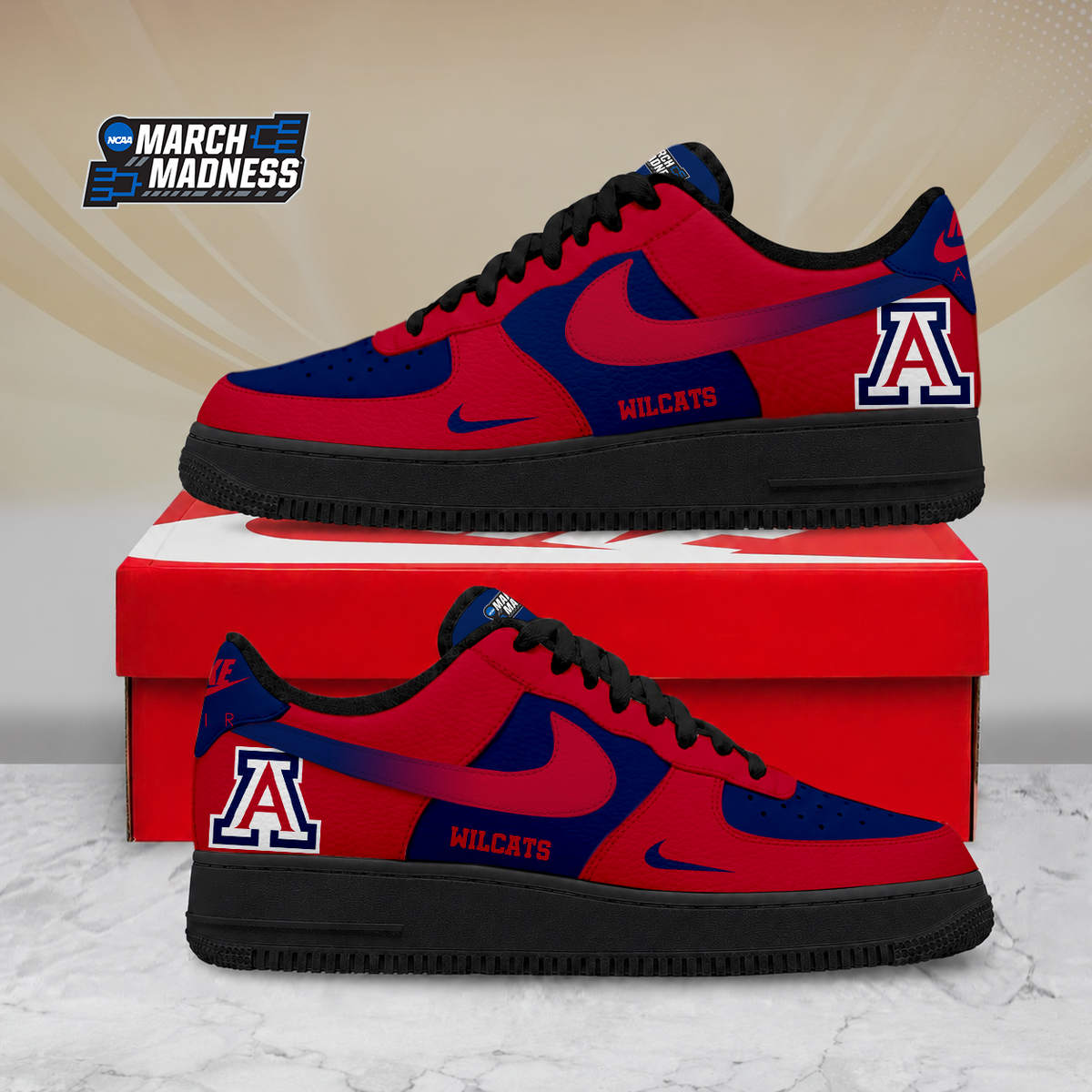 ELITE EDITION - NEW CUSTOMIZED NCAA MAM09 ARW ARIZONA WILDCATS AF1 SHOES
