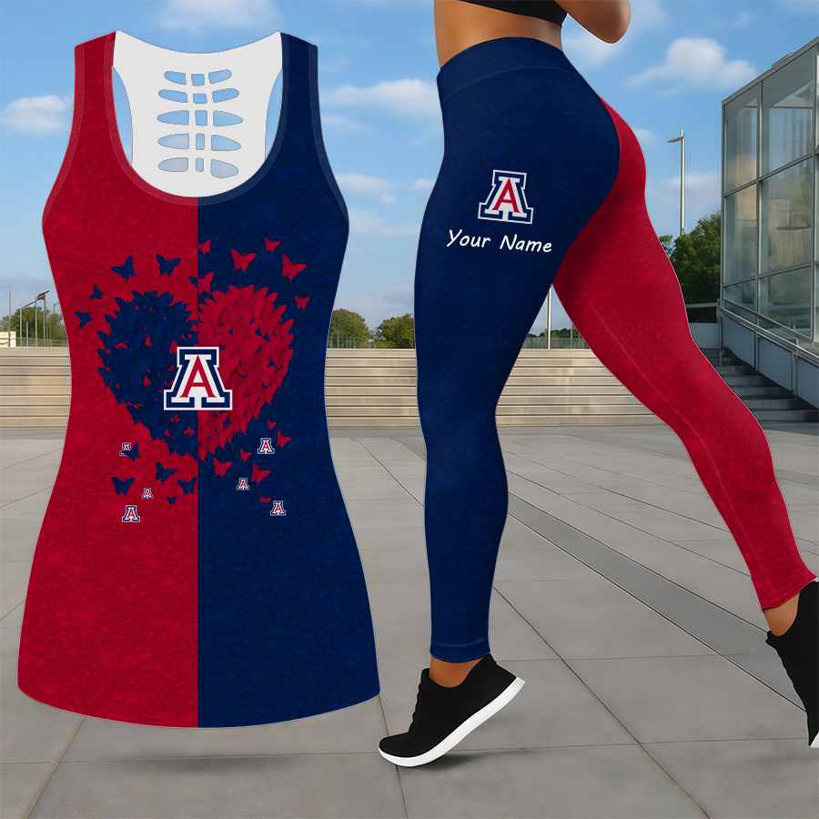 MEGA SALE - NEW CUSTOMIZED NCAA MAM09 ARW ARIZONA WILDCATS LEGGINGS & HOLLOW TANK TOP SET