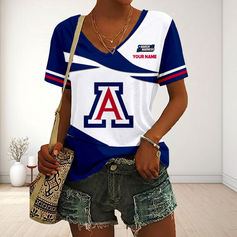 SPECIAL EDITON - NEW CUSTOMIZED MAM NCAA09 ARW AR WILCATS V-NECK FEMALE SHIRT