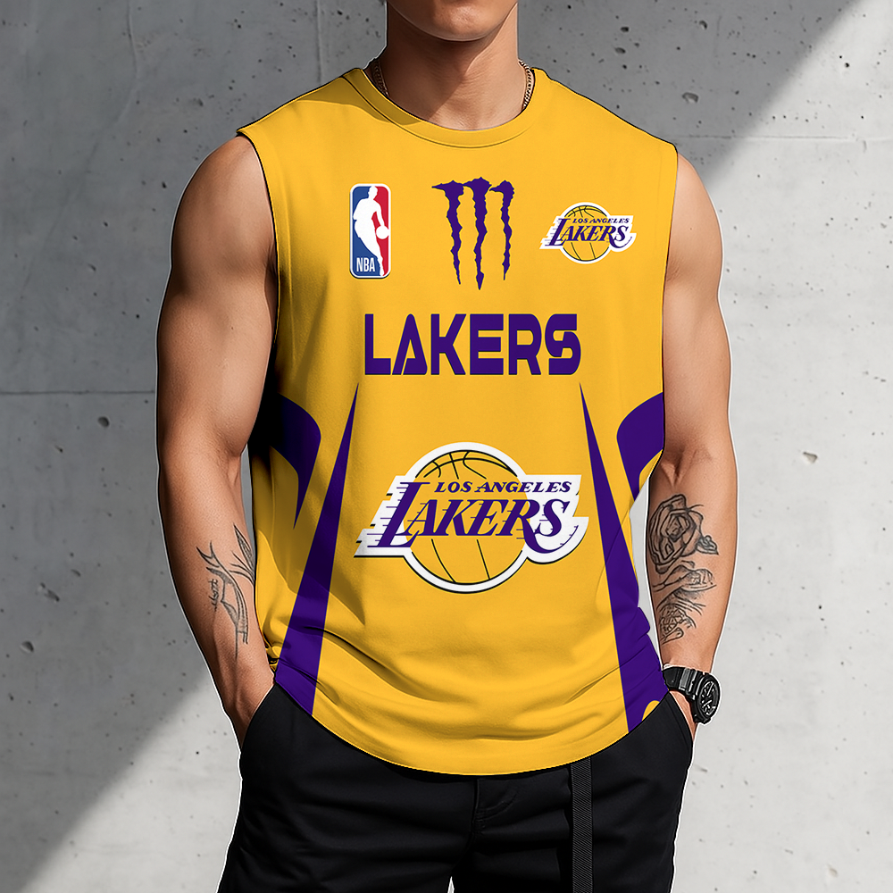 VIRAL EDITION - NEW CUSTOMIZED LLA LOS ANGELES LAKERS MEN'S GYM SHIRT - NBA09