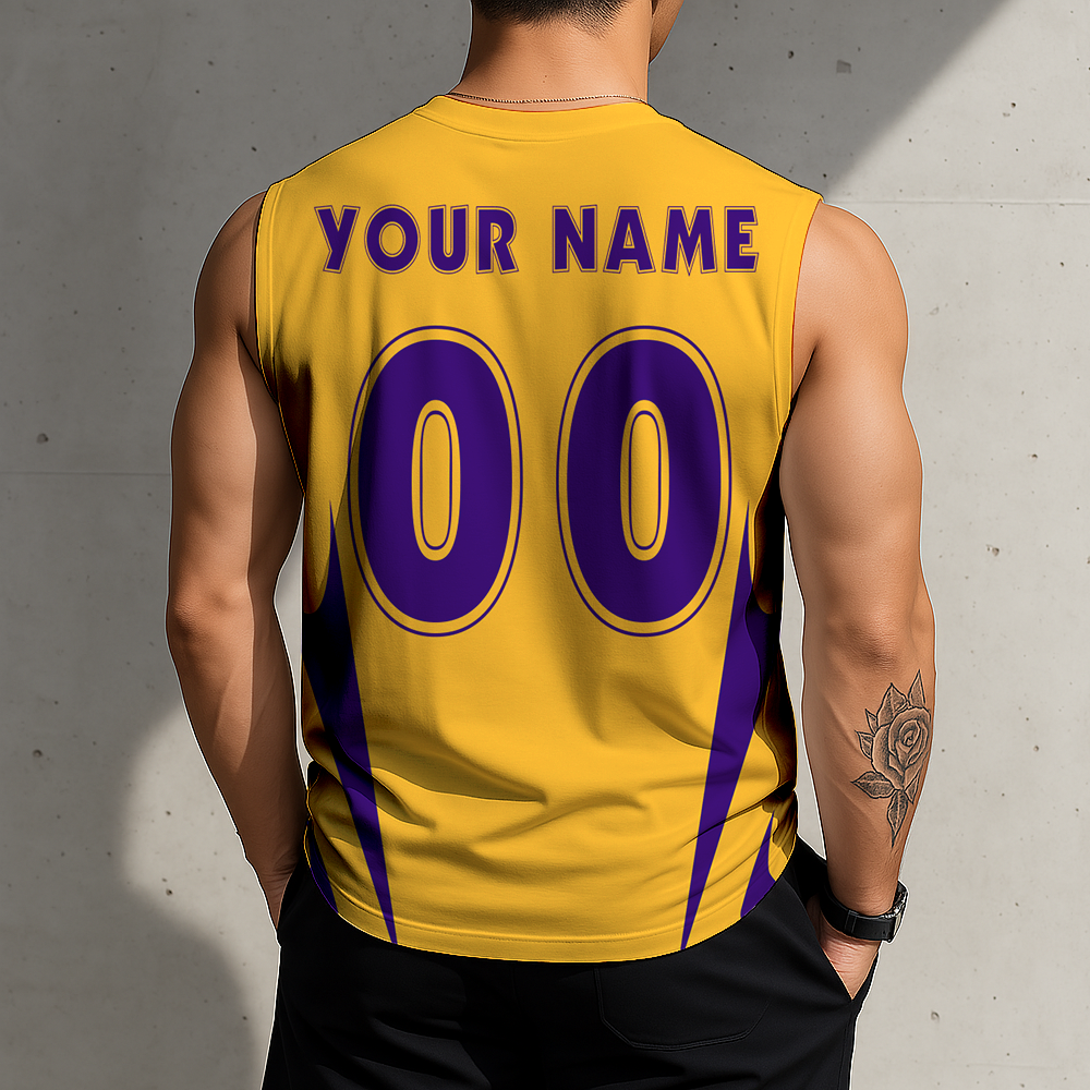 VIRAL EDITION - NEW CUSTOMIZED LLA LOS ANGELES LAKERS MEN'S GYM SHIRT - NBA09