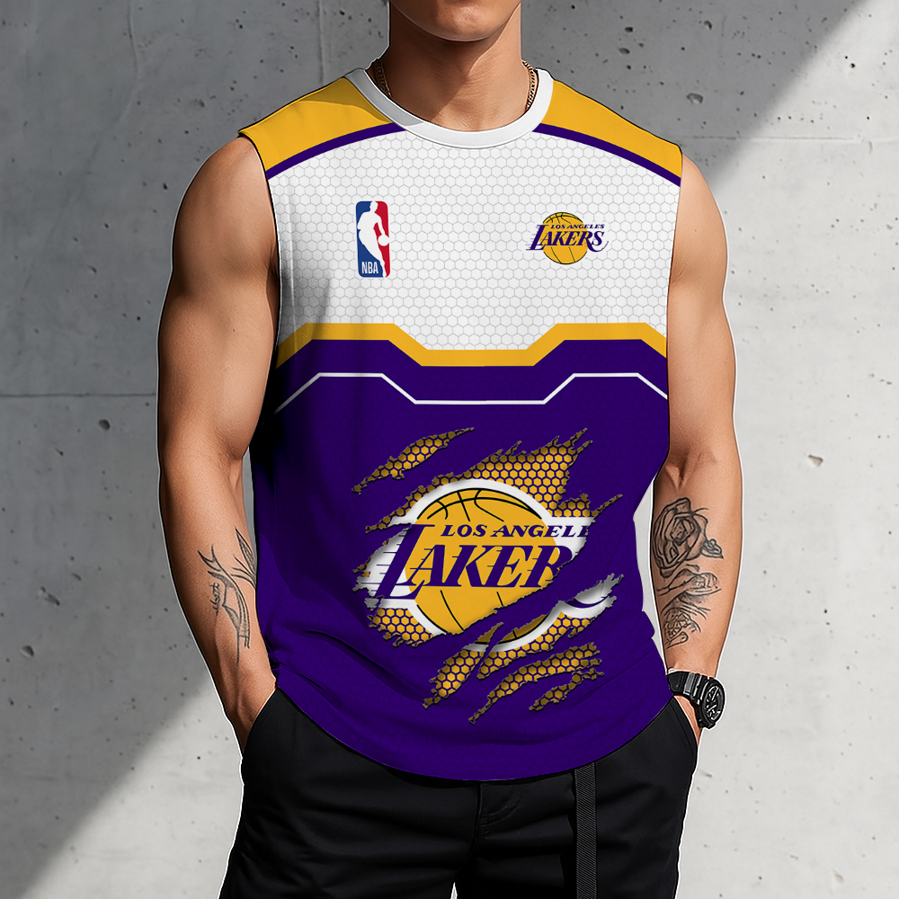 [LIMITED EDITION] NEW CUSTOMIZED NBA09 LLA LOS ANGELES LAKERS MEN'S TANK TOP