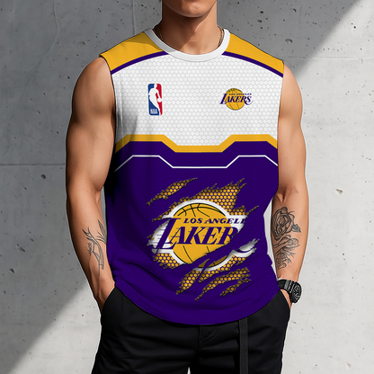 [LIMITED EDITION] NEW CUSTOMIZED NBA09 LLA LOS ANGELES LAKERS MEN'S TANK TOP