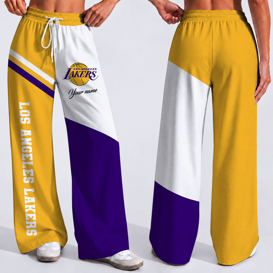 SPECIAL EDITION - NEW CUSTOMIZED NBA09 LLA LOS ANGELES LAKERS WOMEN'S WIDE LEG PANTS