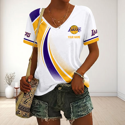SPECIAL EDITION - NEW CUSTOMIZED NBA09 LLA LOS ANGELES LAKERS V-NECK FEMALE SHIRT