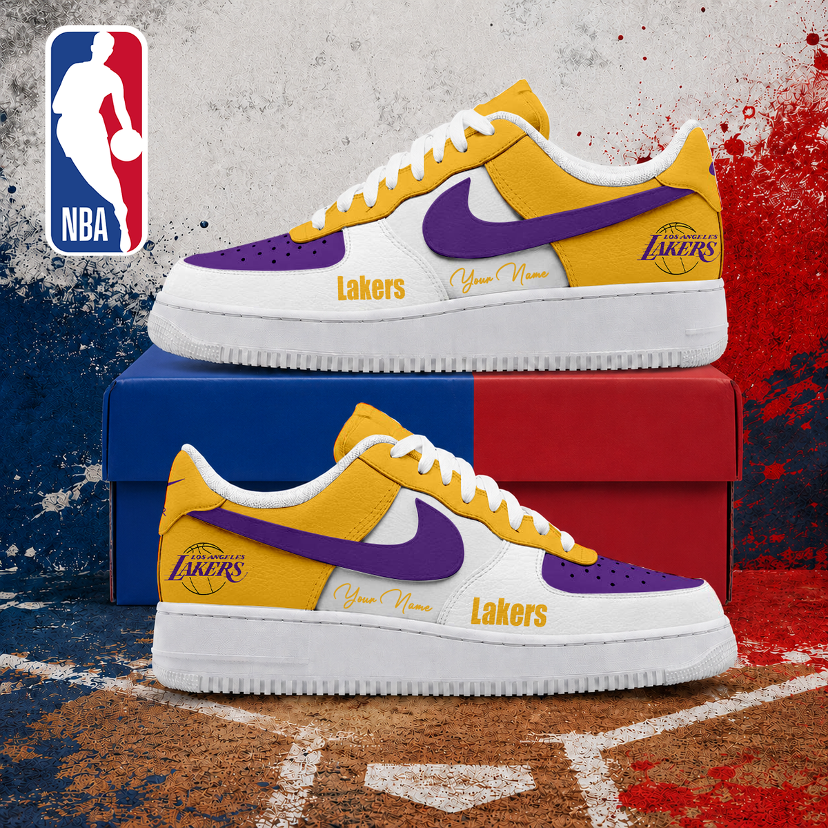 VIRAL EDITION - NEW CUSTOMIZED NBA09 LLA LOS ANGELES LAKERS AF1 SNEAKERS