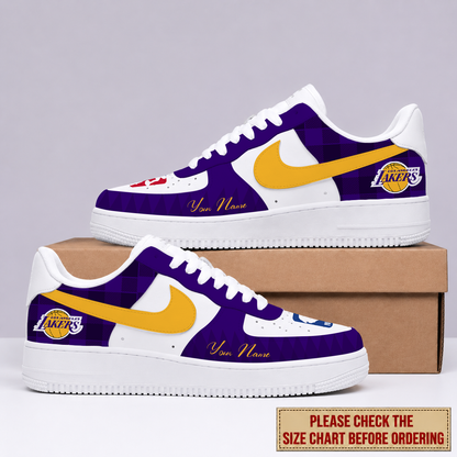 FINAL SALE - NEW CUSTOMIZED NBA09 LLA LOS ANGELES LAKERS AF1 SNEAKERS