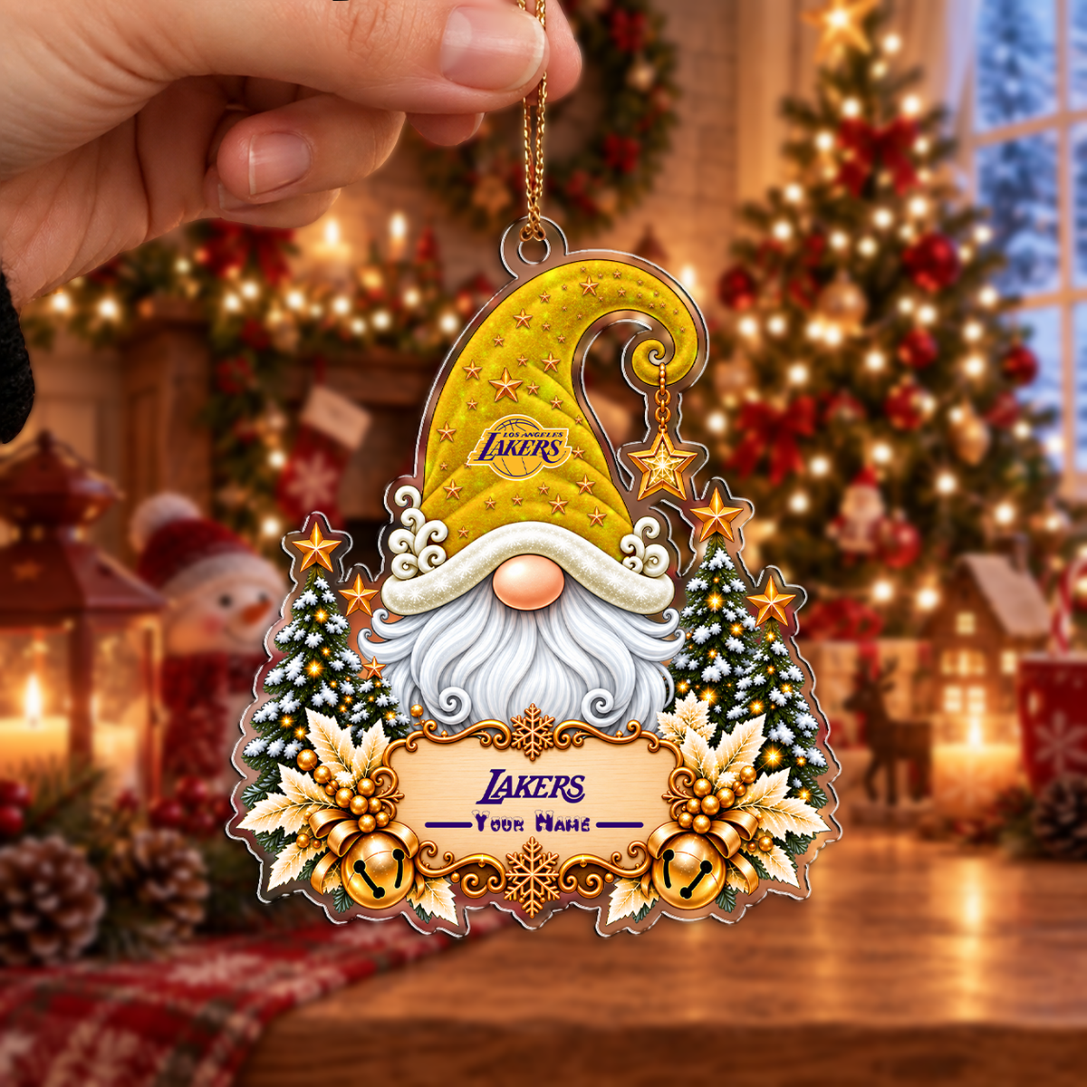 ELITE EDITION - NEW CUSTOMIZED NBA09 LLA LOS ANGELES LAKERS CHRISTMAS ACRYLIC ORNAMENT