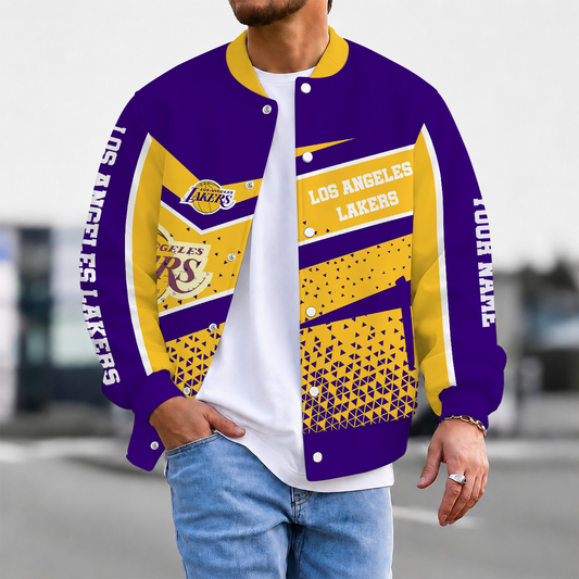 EXCLUSIVE EDITION - NEW CUSTOMIZED NBA09 LLA LOS ANGELES LAKERS BASEBALL JACKET, SATIN VARSITY JACKET