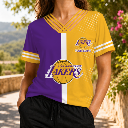LIMITED EDITION - NEW CUSTOMIZED NBA09 LLA LOS ANGELES LAKERS V-NECK SHIRT