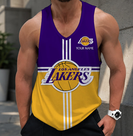 VIRAL EDITION - NEW CUSTOMIZED LLA LOS ANGELES LAKERS MEN'S TANK TOP - NBA09