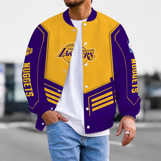 LIMITED DROP - NEW CUSTOMIZED LLA LOS ANGELES LAKERS BASEBALL JACKET, SATIN VARSITY JACKET - NBA09