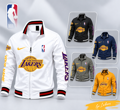 FINAL SALE - NEW CUSTOMIZED NBA09 LLA LOS ANGELES LAKERS MULTICOLOR MEN'S CASUAL JACKET