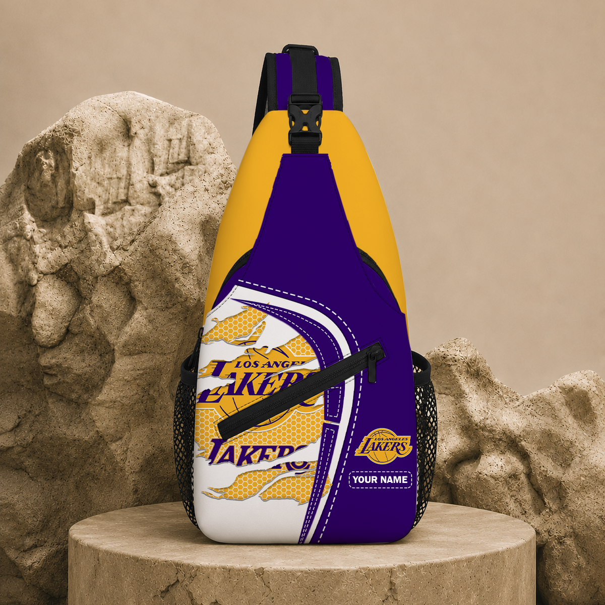 HOT DEAL - NEW CUSTOMIZED LLA LOS ANGELES LAKERS SLING BAG - NBA09