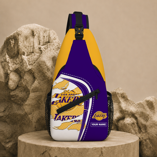 HOT DEAL - NEW CUSTOMIZED LLA LOS ANGELES LAKERS SLING BAG - NBA09