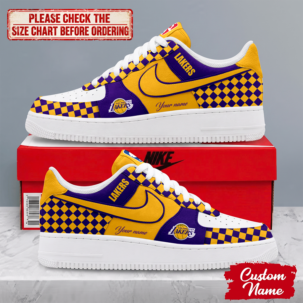 FINAL SALE - NEW CUSTOMIZED NBA09 LLA LOS ANGELES LAKERS AF1 SNEAKERS
