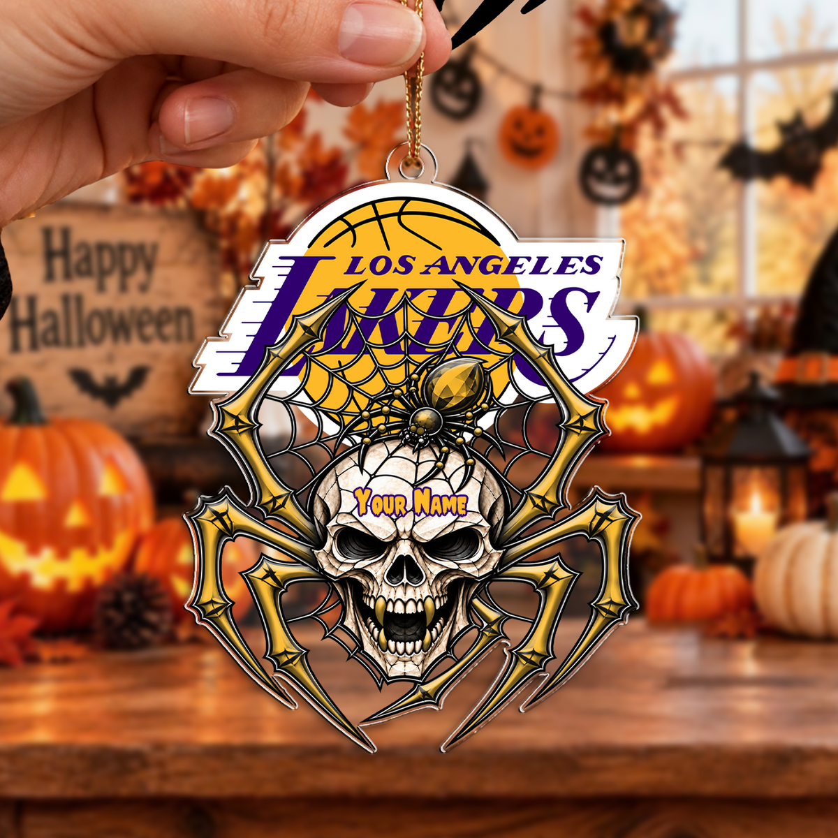 SPECIAL EDITION - NEW CUSTOMIZED NBA09 LLA LOS ANGELES LAKERS HALLOWEEN ACRYLIC ORNAMENT