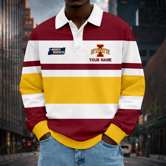 VIRAL EDITION - NEW CUSTOMIZED MAM NCAA10 ISC IS CYCLONES UNISEX LONG SLEEVE POLO