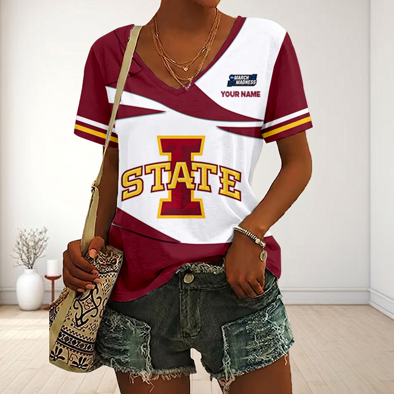 SPECIAL EDITON - NEW CUSTOMIZED MAM NCAA10 ISC IS CYCLONES V-NECK FEMALE SHIRT