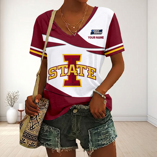 SPECIAL EDITON - NEW CUSTOMIZED MAM NCAA10 ISC IS CYCLONES V-NECK FEMALE SHIRT