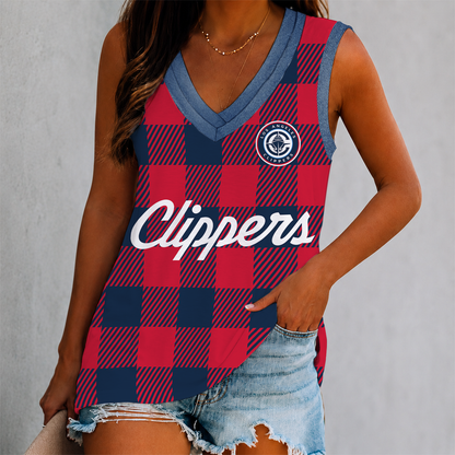 ELITE EDITION - NEW CUSTOMIZED NBA10 LCL LOS ANGELES CLIPPERS WOMEN'S V-NECK TANK TOP