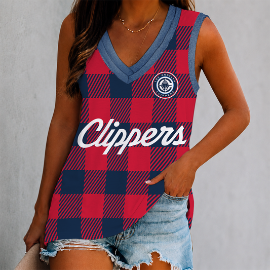 ELITE EDITION - NEW CUSTOMIZED NBA10 LCL LOS ANGELES CLIPPERS WOMEN'S V-NECK TANK TOP
