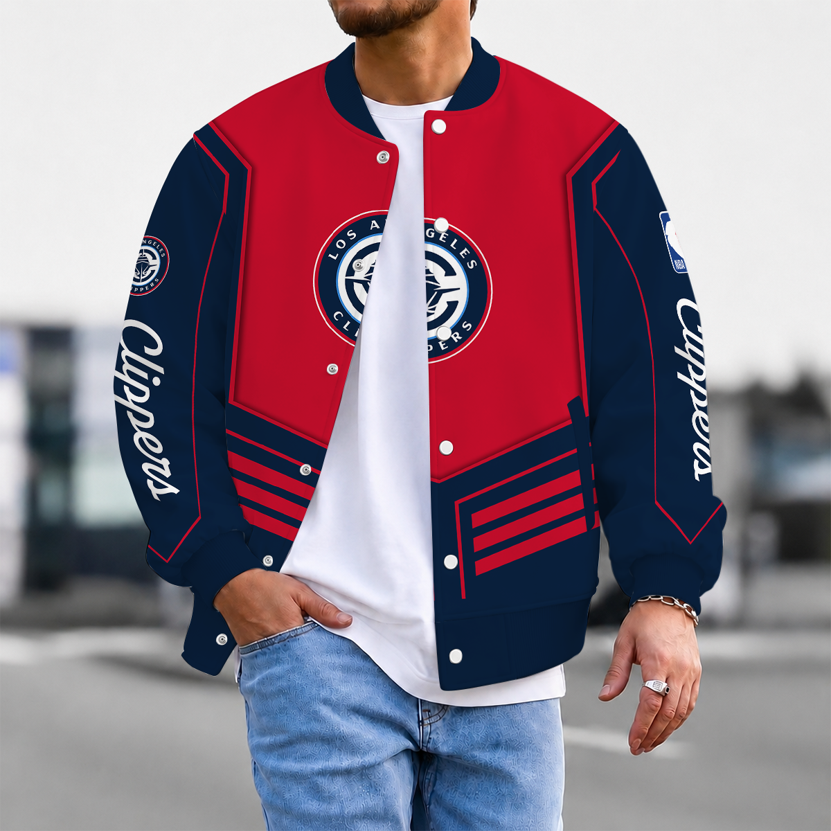LIMITED DROP - NEW CUSTOMIZED LCL LOS ANGELES CLIPPERS BASEBALL JACKET, SATIN VARSITY JACKET - NBA10
