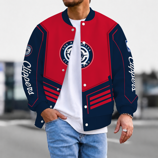 LIMITED DROP - NEW CUSTOMIZED LCL LOS ANGELES CLIPPERS BASEBALL JACKET, SATIN VARSITY JACKET - NBA10