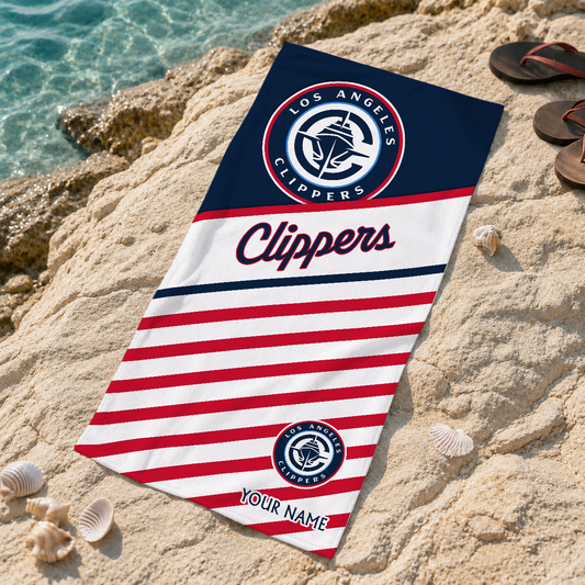 ELITE EDITION - NEW CUSTOMIZED LCL LOS ANGELES CLIPPERS BEACH TOWEL FOR FAN - NBA10