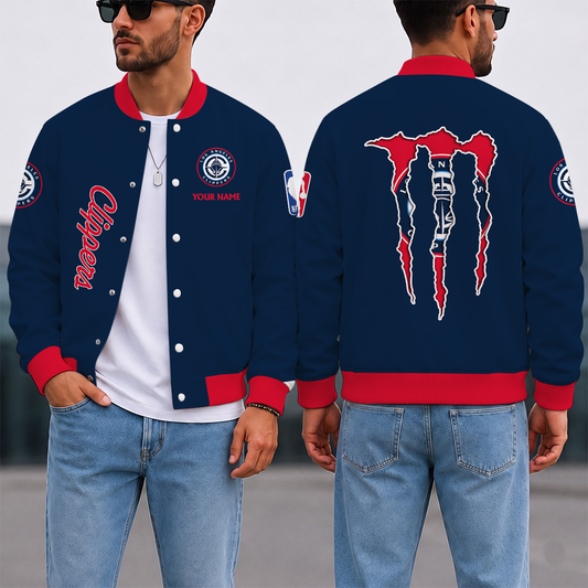 SPECIAL EDITION - NEW CUSTOMIZED NBA10 LCL LOS ANGELES CLIPPERS BASEBALL JACKET, SATIN VARSITY JACKET
