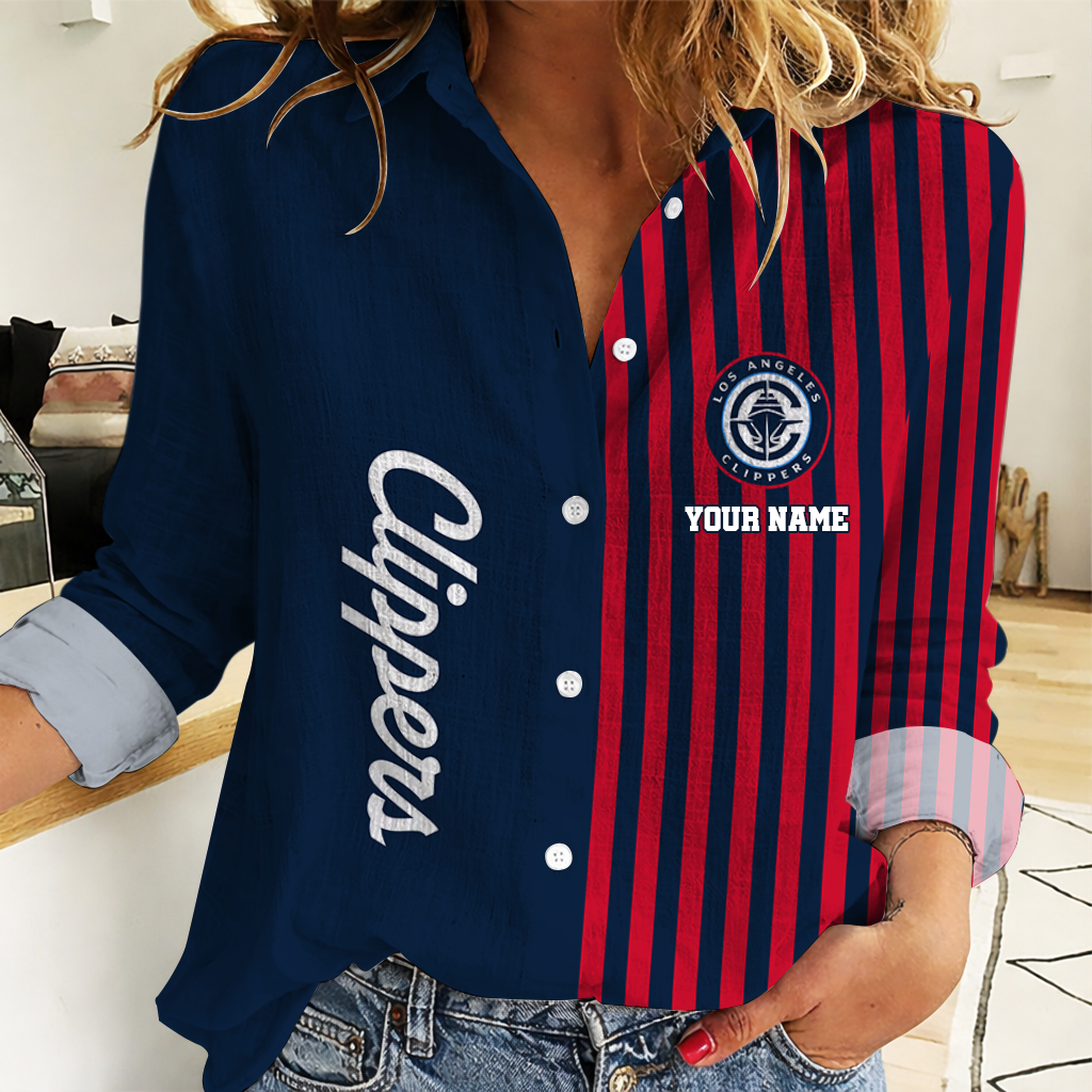 HOT DEAL - NEW CUSTOMIZED LCL LOS ANGELES CLIPPERS WOMEN CASUAL SHIRT - NBA10