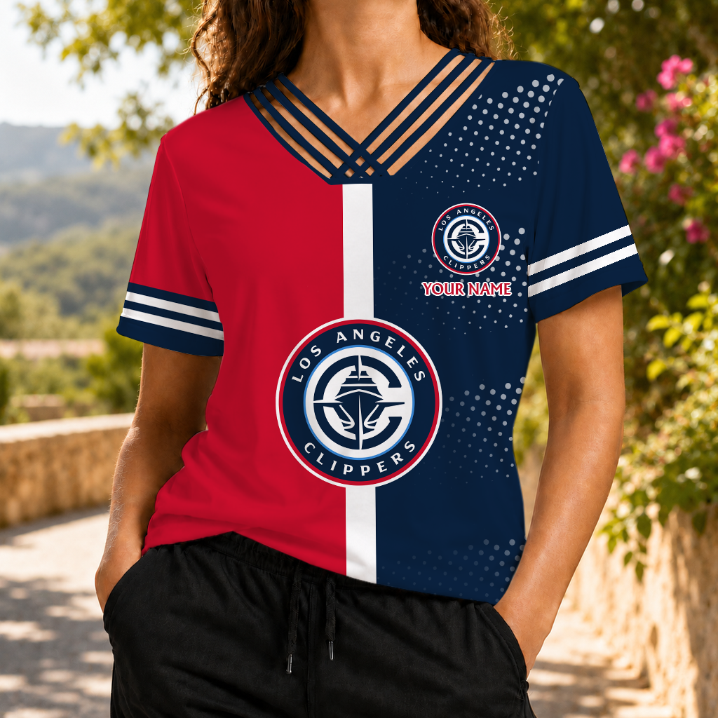 LIMITED EDITION - NEW CUSTOMIZED NBA10 LCL LOS ANGELES CLIPPERS V-NECK SHIRT