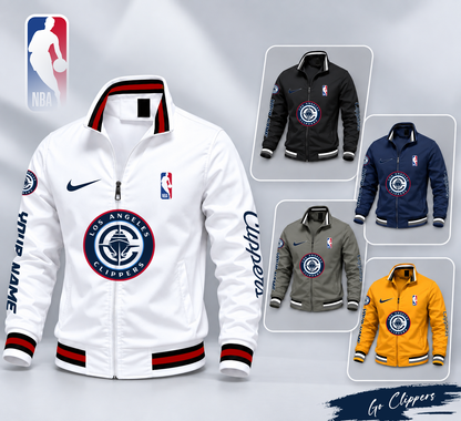 FINAL SALE - NEW CUSTOMIZED NBA10 LCL LOS ANGELES CLIPPERS MULTICOLOR MEN'S CASUAL JACKET