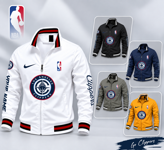 FINAL SALE - NEW CUSTOMIZED NBA10 LCL LOS ANGELES CLIPPERS MULTICOLOR MEN'S CASUAL JACKET