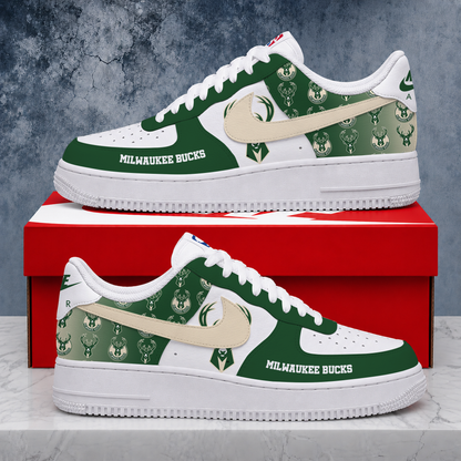 SPECIAL EDITION - NEW CUSTOMIZED NBA11 MBU MILWAUKEE BUCKS AF1 SNEAKERS