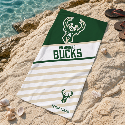 ELITE EDITION - NEW CUSTOMIZED MBU MILWAUKEE BUCKS BEACH TOWEL FOR FAN - NBA11