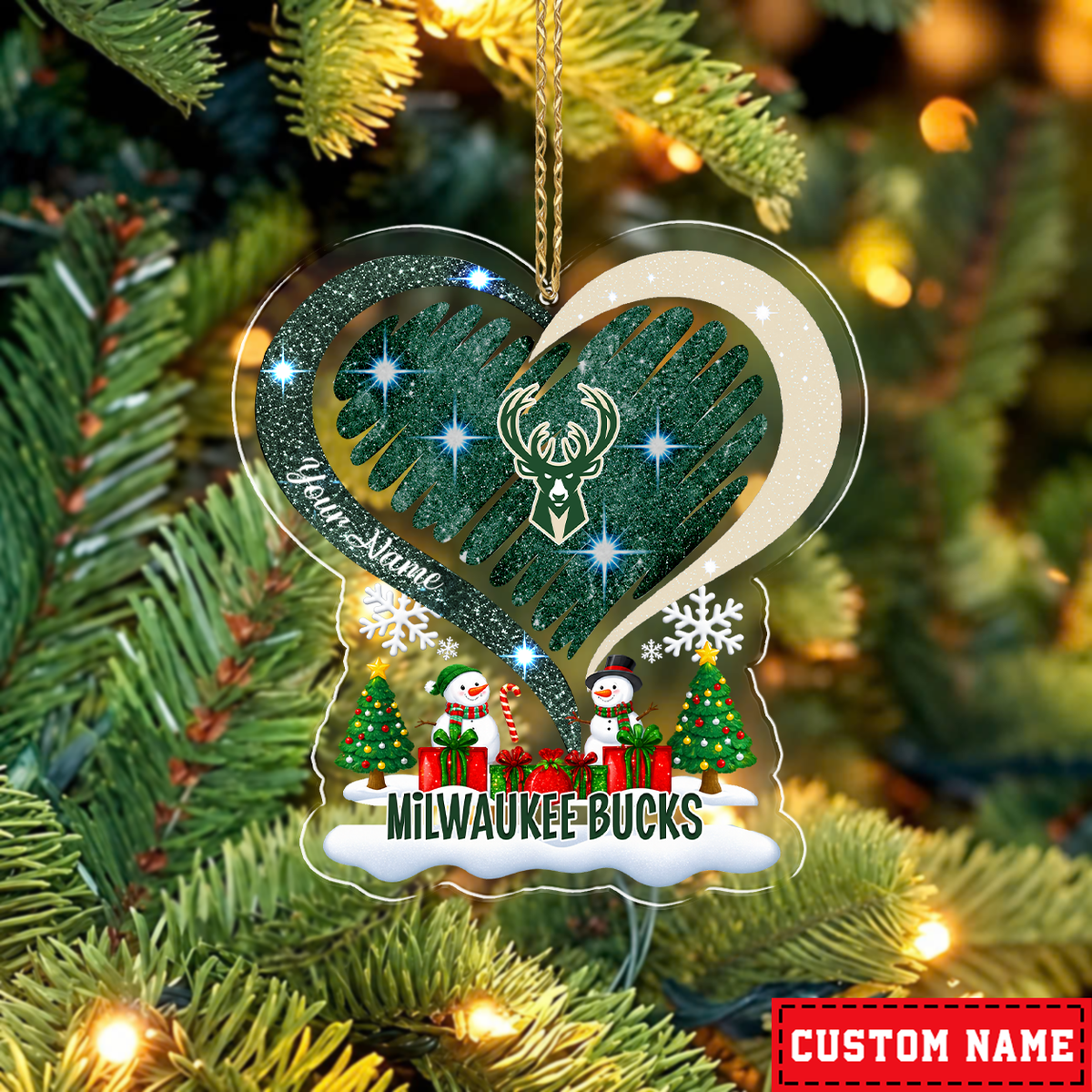 [EXCLUSIVE EDITION] NEW CUSTOMIZED NBA11 MBU MILWAUKEE BUCKS CHRISTMAS ACRYLIC ORNAMENT