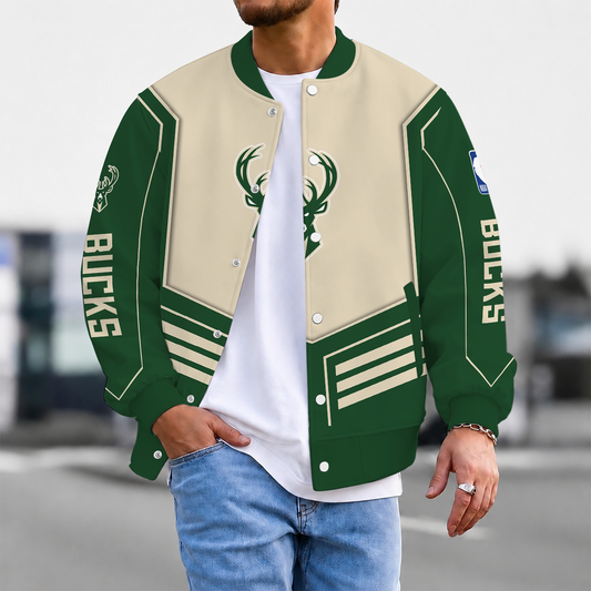 LIMITED DROP - NEW CUSTOMIZED MBU MILWAUKEE BUCKS BASEBALL JACKET, SATIN VARSITY JACKET - NBA11